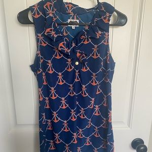 Satin ruffle collar tank top